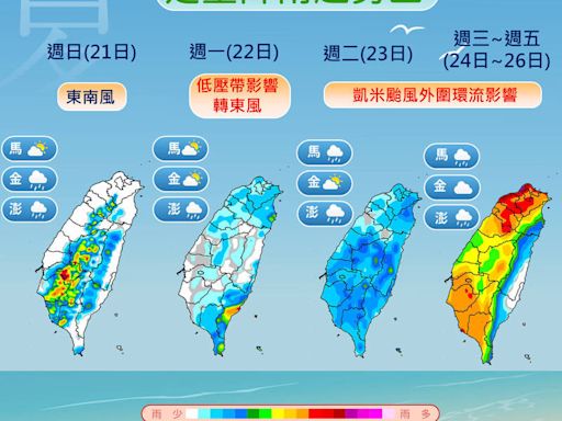 凱米颱風下週三、四影響最大 下週天氣一次看懂