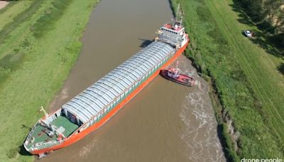 Cargo ship draws Suez Canal blockage comparisons after becoming stuck in Cambridge river