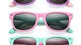COASION Kids Polarized Sunglasses Set TPEE Rubber Flexible Shades for Girls Boys Age 3-9 Sunglasses 3 Pack (Purple/Grey + Rosepink...
