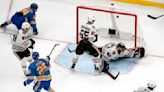 Kyrou scores twice to help Blues erase three-goal third-period deficit and beat Chicago 7-5