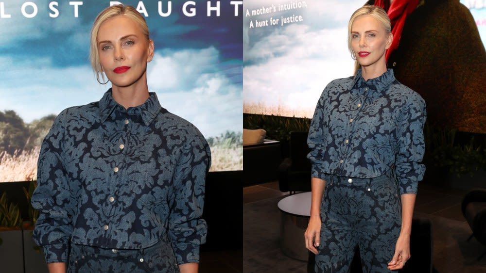 Charlize Theron Does Denim on Denim in Alexander McQueen Outfit at ‘Into the Fire: The Lost Daughter’ Screening