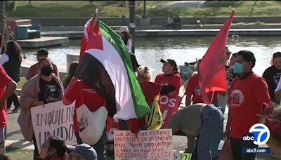 May Day demonstrators rally in Westlake's MacArthur Park