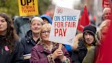 Hundreds of university and college support staff gather for pay protest