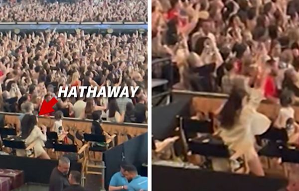 Anne Hathaway Dances Hard At Taylor Swift's Germany 'Eras' Tour Stop