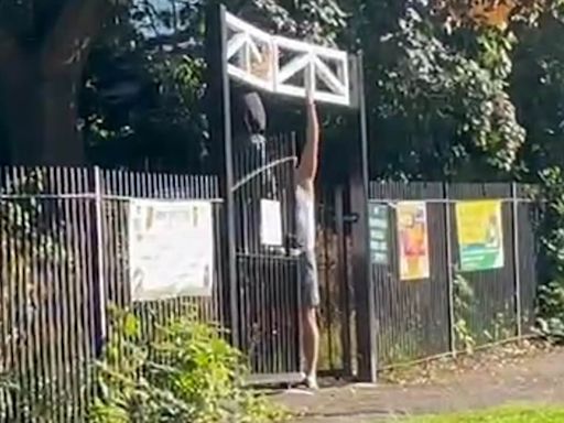 Shocking moment travellers break gates before setting up illegal camp