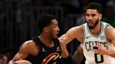 Cleveland's Donovan Mitchell drives against Jayson Tatum in the Cavaliers' victory over the Boston Celtics in game two of their NBA Eastern Conference semi-final series