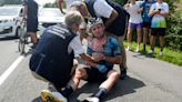Mark Cavendish’s Tour de France record attempt ends with stage eight crash