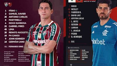 Veja as escalações oficiais de Flamengo e Fluminense para o jogo desde domingo