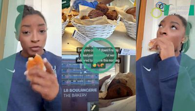 Simone Biles découvre enfin le vrai pain au chocolat français grâce à sa coach