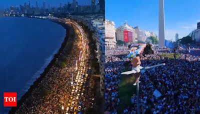 Epic drone shot captures Team India's victory parade, draws parallels with Argentina's FIFA World Cup celebrations. Watch | Cricket News - Times of India