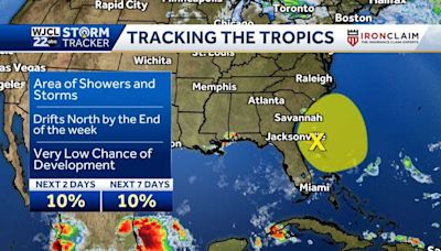 National Hurricane Center tracking an area for possible development off the southeast coast