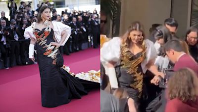 Aaradhya Bachchan assists injured mom Aishwarya Rai as she walks towards Cannes red carpet with plaster on her arm. Watch