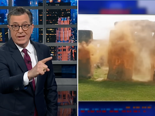 Colbert outraged by climate vandals spray-painting Stonehenge: 'Makes me want to go buy a Hummer'