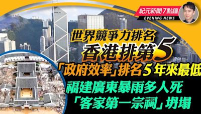 【6.18紀元新聞7點鐘】世界競爭力排名香港排第5位 2018年後失榜首