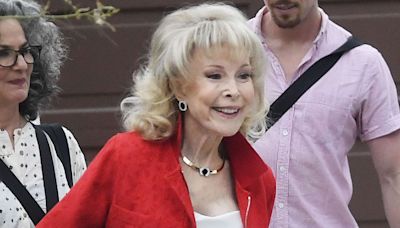 Actress Barbara Eden, 92, Glows in a Cherry Red Blazer and Wedge Heels on Rare Outing