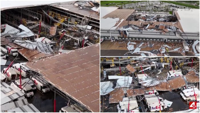 Officials say 2 tornadoes hit Michigan city, causing major damage