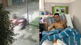 Video impactante: le patearon la moto para robarle, lo hicieron chocar de lleno contra un poste y está vivo de milagro