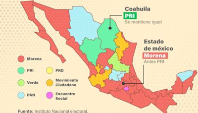 Así quedó el mapa político de México: Morena domina y el PRI ya es más chico que Movimiento Ciudadano