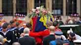 Carpet of flowers around St George’s Chapel for Queen’s committal service