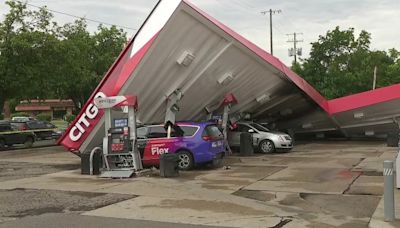 Metro Detroit severe weather leaves child dead, collapses gas station