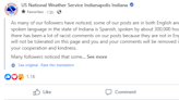 National Weather Service Indianapolis says 'adios amigo' to racist comments on Facebook