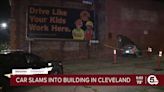 Car crashes into building near sign encouraging drivers to be safe – KION546