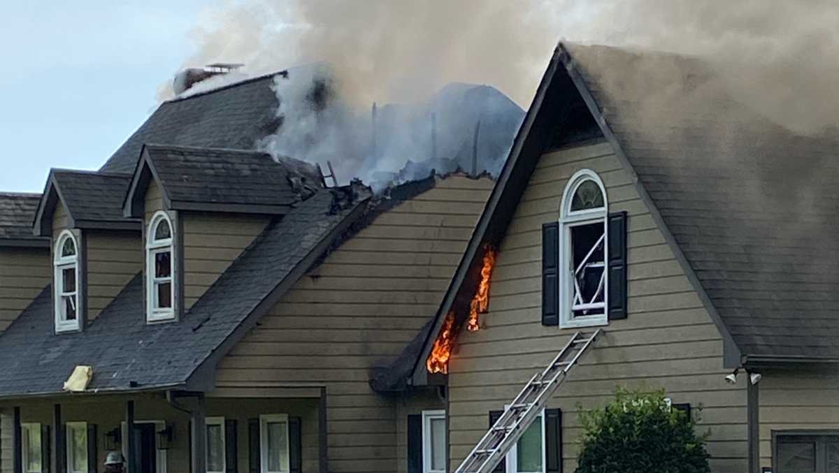 7 fire departments responded to a house fire likely caused by lightning, firefighters say