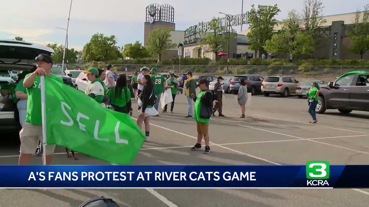 Athletics’ fans protest against the teams move out of Oakland at Sutter Health Park