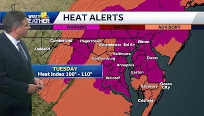 Most of Maryland under heat alerts Tuesday