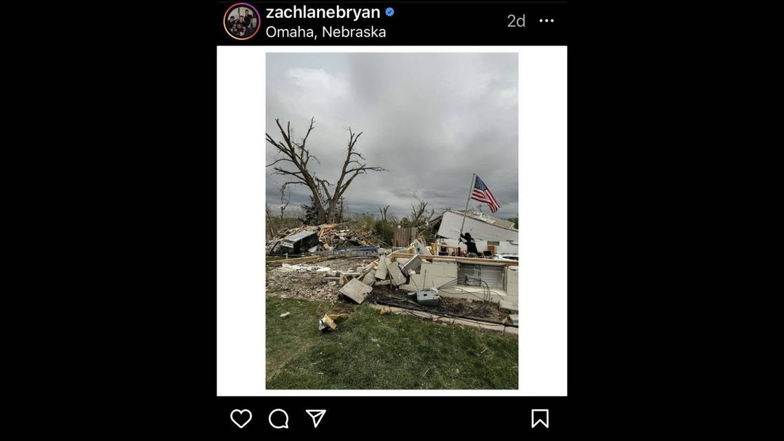 Country star Zach Bryan helps Nebraska community clean up after tornadoes, photos show