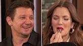 Jeremy Renner gives Drew Barrymore lipstick advice while recalling his days working at a cosmetics counter