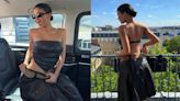 Kylie Jenner pulls off bold all-leather look in a backless handkerchief top and skirt; take cues