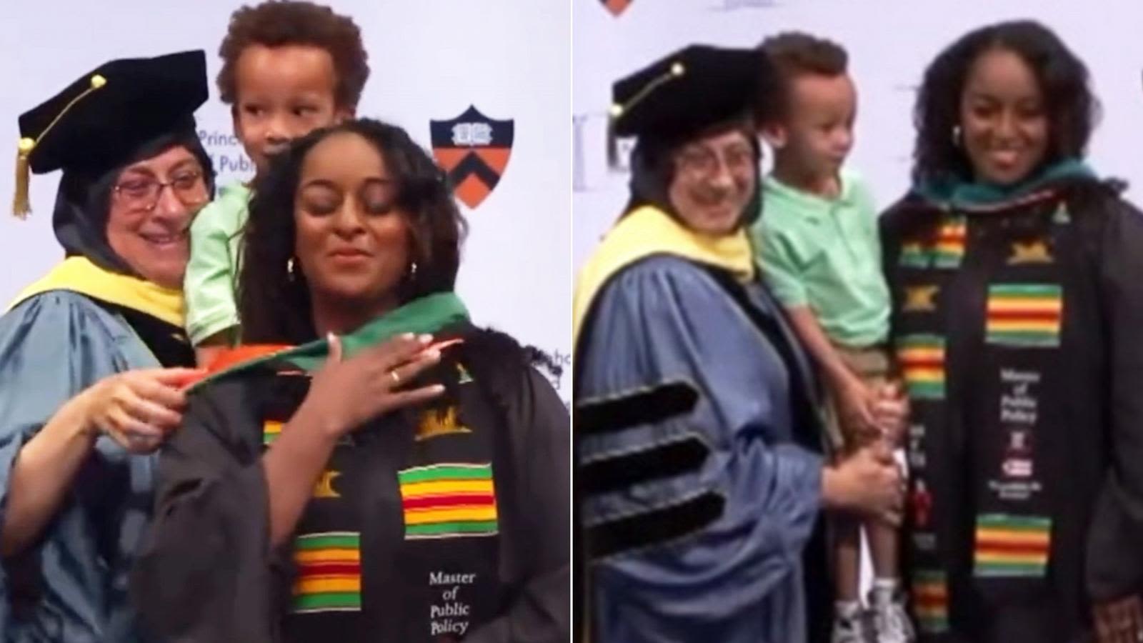 Graduating mom gets master's hood from 3-year-old son: 'I hope he never forgets it'