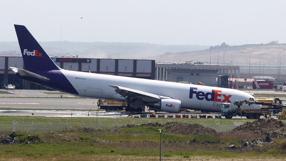 WATCH: Boeing Cargo Jet Skids Along Runway After Front Landing Gears Failed | iHeart