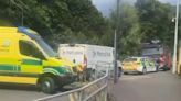 Emergency services block road at Sale Water Park with trams halted over 'concern for welfare' of man