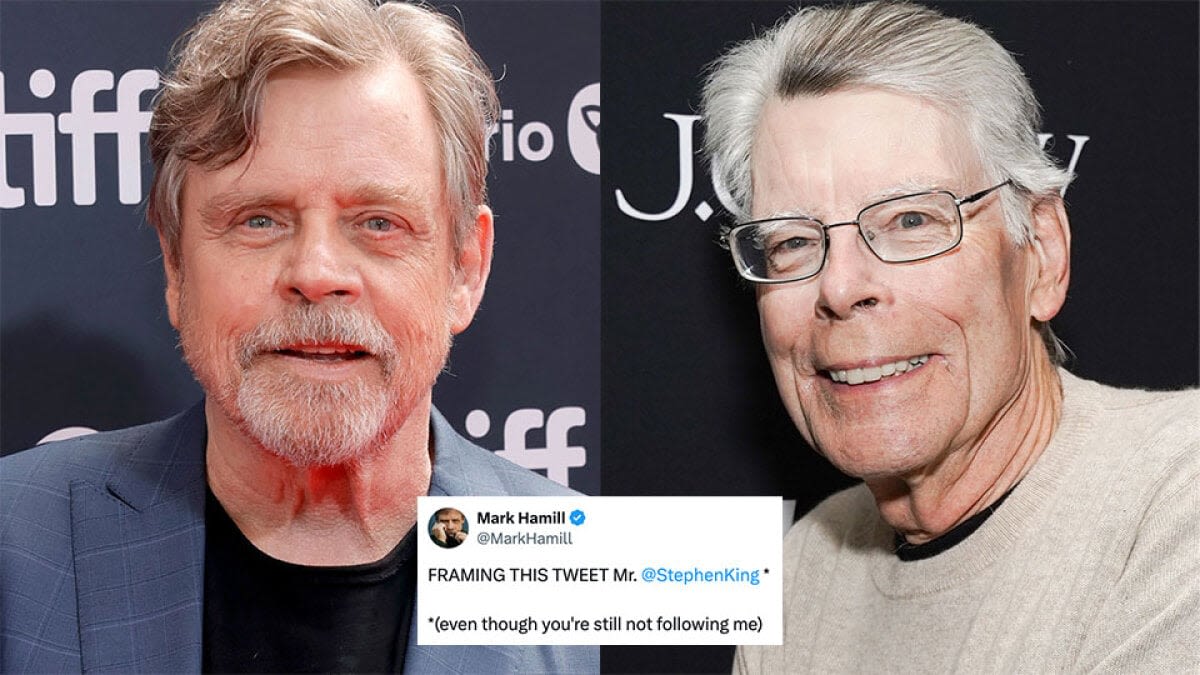 Mark Hamill posts gleeful pic of himself sat next to Stephen King, gets a wholesome response