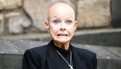 Gail Porter has a nervous moment as she meets King Charles and Camilla