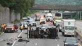 Overturned truck on Route 80 closes lanes in Teaneck