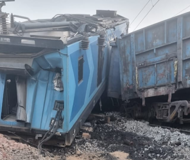 Two injured as freight trains collide near Sirhind; crossing passengers train hit on another track but passengers escaped | Amritsar News - Times of India