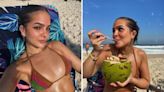 Mel Maia aproveita salada de frutas em coco em praia do Rio de Janeiro: 'Ai, que sabor'
