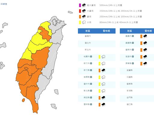 下班注意！桃園以南13縣市豪、大雨特報