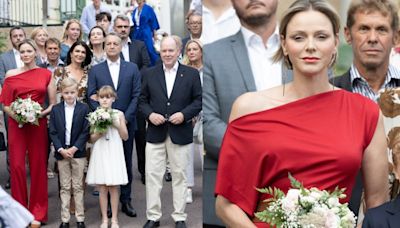 Princess Charlene of Monaco Shows Monégasque Pride in Red Drop-shoulder Jumpsuit at Monaco’s Annual Traditional Picnic With Twins