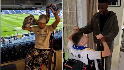 Vinicius invita al Bernabéu a un joven con parálisis cerebral y le recibe en su casa