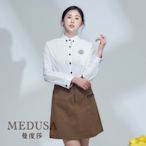 現貨【MEDUSA 曼度莎】海軍風條紋裡白襯衫（M-2L）｜女上衣 女襯衫 白襯衫