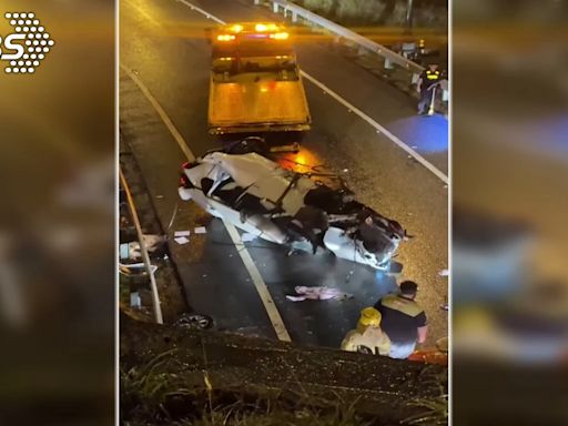 飛出國三高架路面 休旅車摔落中興交流道