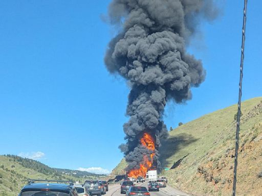 1 killed, truck driver in the hospital after fiery crash closes Interstate 70 in Colorado