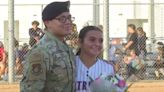 Senior Airman surprises cousin on Aubrey Rogers softball senior night