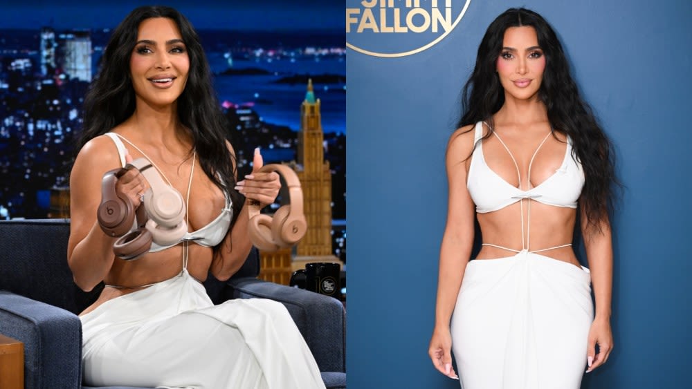 Kim Kardashian Melds Minimalism With Cutouts in Grace Ling Dress on ‘Tonight Show,’ Talks Beats by Dre Collaboration...