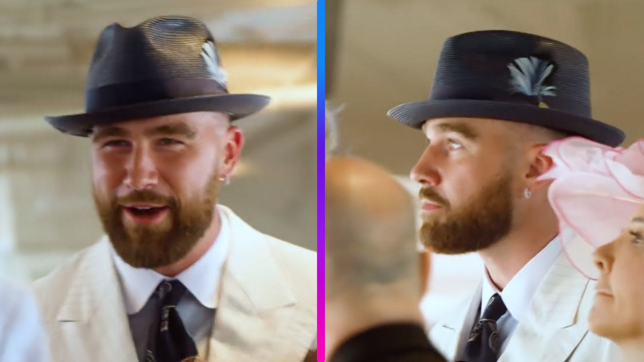 Travis Kelce Celebrates After His First Bet Hits at the Kentucky Derby