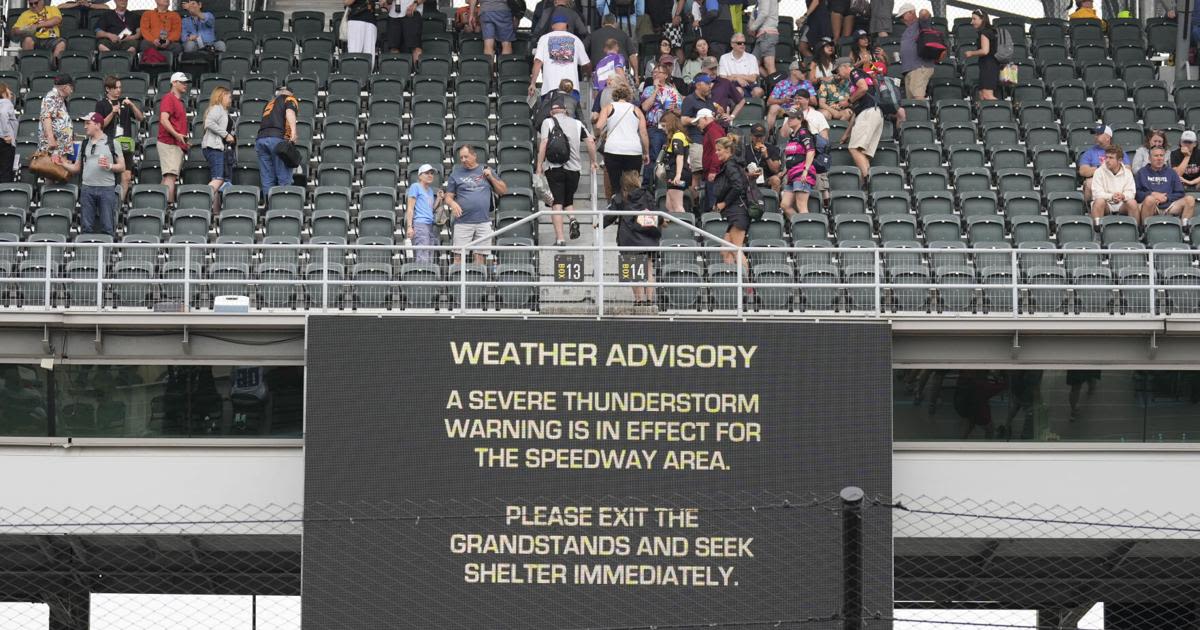 Indianapolis 500 delayed as strong storm forces fans to evacuate Indianapolis Motor Speedway